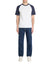 Celio Men's White & Navy Boxy Crew Neck Cotton T-Shirt | Celio In Lebanon