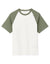 Celio Men’s White & Sage Green Cotton Boxy Crew Neck T-Shirt|Celio In Lebanon