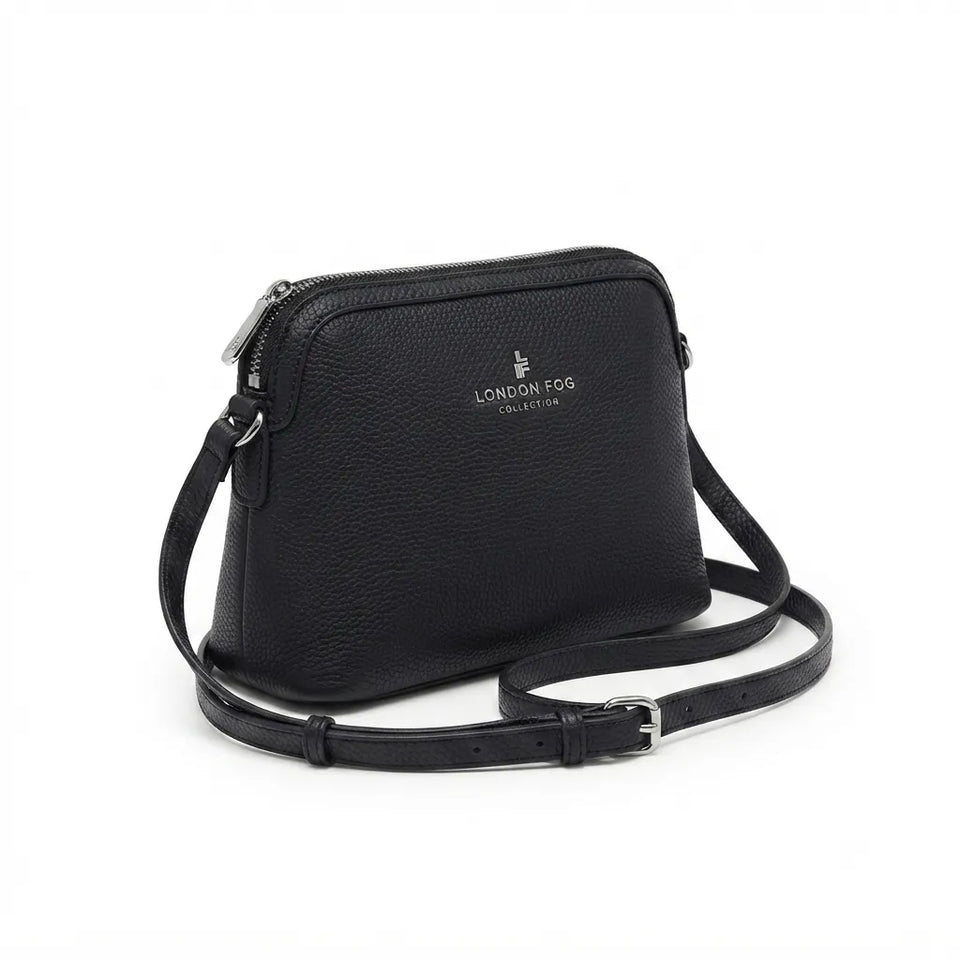 London Fog Women's Black Milan Dome Crossbody Bag