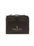 A dark brown crocodile-embossed leather zip-around wallet with a front card pocket and gold 'LONDON FOG COLLECTION' branding, shown on a plain white background.