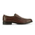 Black leather dress shoe on a white background