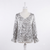 Vince Camuto Women's New Ivory Paisley Print Blouson Sleeve V-Neck Blouse