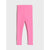 Bright pink ribbed knit leggings with a raw, frayed hem, shown flat against a light gray background.