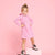 Sinsay Girl's Pink Long Sleeve Ruffled All Over Stars Printed Dress
