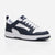 Navy and white sneaker on a white background