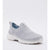 A light gray slip-on sneaker with a textured knit upper, white sole, and light blue lining, shown from a three-quarters angle on a white background.