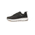 A black athletic sneaker with a white midsole and a small tan outsole accent, shown from the side against a plain white background.