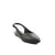 A single black leather slingback wedge shoe with a pointed toe, shown from a three-quarters angle on a plain white background.