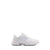 A white athletic sneaker with a textured sole and a small mint green circular logo on the side, shown against a plain white background.