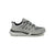 A light gray and dark gray low-top athletic sneaker with a thick gray and black sole, shown from the side on a white background.