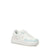 A low-top platform sneaker in white with light blue and pale pink accents on the toe, side, and heel, shown against a plain white background.