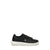 A black leather low-top sneaker with a thick white sole, featuring the U.S.