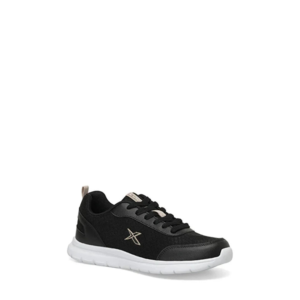 Single flat shoe with studded details on a white background