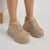 Tonny Black Women's Beige High Sole Lace-Up Sneakers