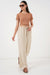Big Dart Women's Beige Wide Leg Linen Trousers | Big Dart In Lebanon