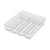 A clear plastic multi-compartment organizer tray with six rectangular sections, shown on a plain white background.