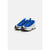 A pair of low-top sneakers in vibrant royal blue with a chunky white midsole, black toe caps, and small silver eyelet accents, set against a plain light gray background.