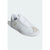 A white Adidas platform sneaker with gold logo accents, featuring a textured leather upper, white laces, and a thick white platform sole, shown on a light gray background.