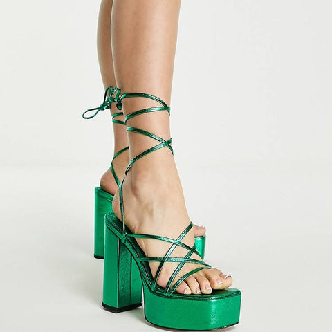 ASOS Design  Women's Green Metallic Heel ANS200 (Shoes51) SHR