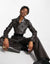 Collusion Women's Brown Cropped Leather Jacket | Collusion In Lebanon