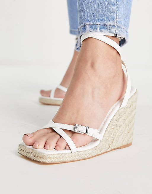 Topshop Women's White Wedge Sandal Ams341 Shr – Superdokan