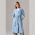 Sinsay Women's Light Blue Denim Double Breasted Front Button Closure Trench Coat