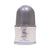 Deodorant roll-on bottle with gray cap and white body on a white background