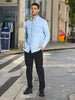 Sinsay Men's Blue Denim Chest Pocket Collar Shirt | Sinsay In Lebanon