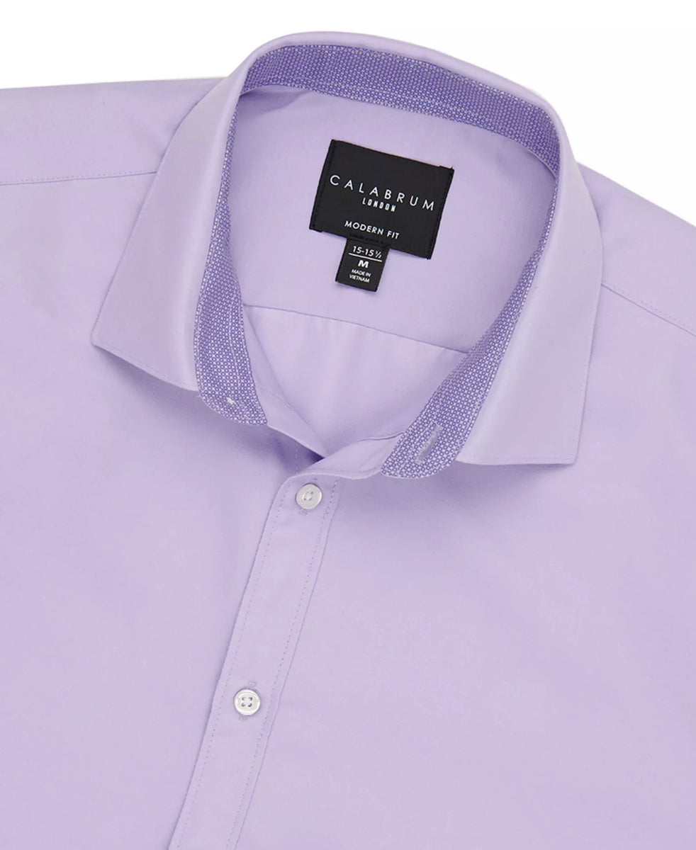 calabrum dress shirts Calabrum London Mens Long-Sleeve Geo Print Lilac Dress Shirt M 15-15.5 33/34 New