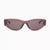 Oversized cat-eye sunglasses with a translucent dusty rose-purple frame and matching tinted lenses, shown against a plain white background.