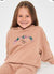 Child wearing a beige hoodie with 'FUN ACADEMY' text and dog graphic on a white background