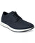 Navy blue casual shoe with white sole on a white background