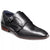 Black woven loafer shoe on a white background
