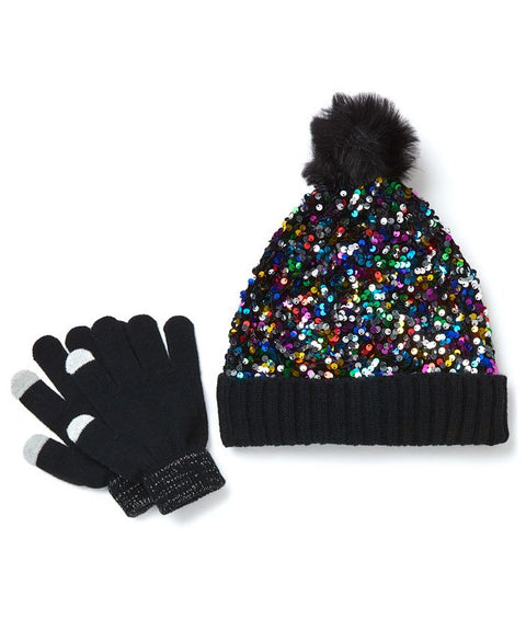 InMocean  Girl's Black Hat & Gloves ABFK626 od15