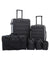 Set of black suitcases and bags on a white background