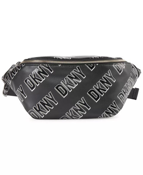 DKNY Tilly Faux Leather Logo Zipper Black, White abb111