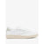 A Reebok Classic Cube sneaker in white leather with a light sage green heel tab and a beige rubber sole, shown from a side profile on a white background.