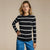 Sinsay Women's Black & White Striped Crew Neck Knitted Blouse