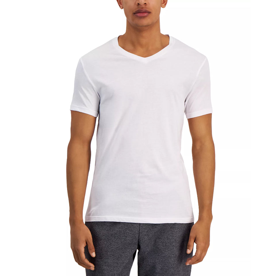 Alfani Men's White 4 PackRegular-Fit V-Neck Solid T-Shirt