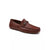 A single brown leather loafer with a braided detail across the vamp, photographed from a three-quarters angle on a clean white background.