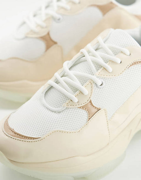 ASOS Design  Women's Beige Sneaker Shoes ANS384 (Shoes 68) shr