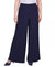 Navy wide-leg pants worn by a person on a white background