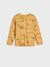 Yellow long-sleeve shirt with text and graphic design on a white background
