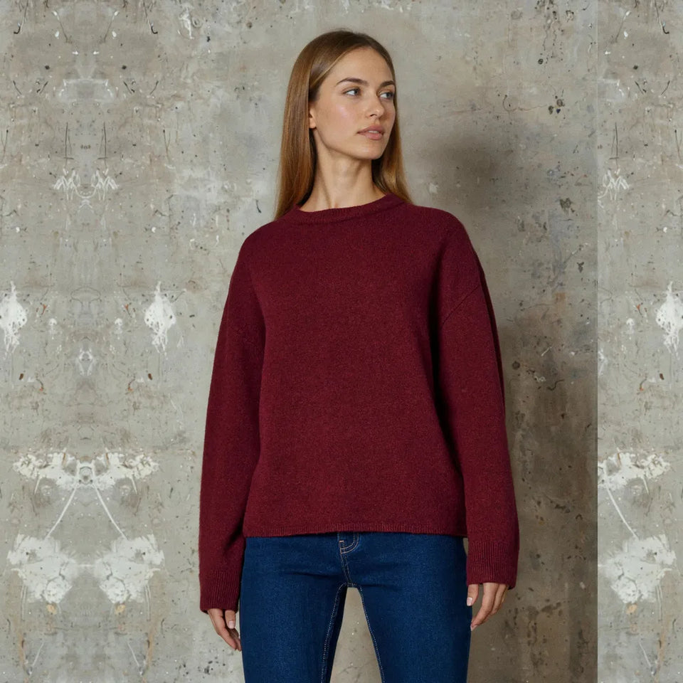Sinsay Women's Burgundy Crew Neck Soft Sweater