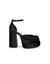 Black platform sandal on a white background