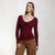 Sinsay Women's Burgundy V-Neck Sweater
