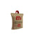 A beige colored jute bag of Taj Red Jute Indian Basmati Rice with a red handle and printed branding and text.