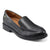 Black leather loafer shoe on a white background