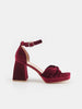 Sinsay Women's Burgundy Velvet Block Heels Sandal | Sinsay In Lebanon