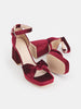 Sinsay Women's Burgundy Velvet Block Heels Sandal | Sinsay In Lebanon